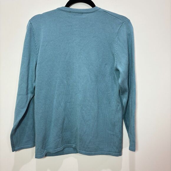 Castle of Ireland Cardigan Teal Blue Women L Wool Embroidered Coastal Granny - Picture 5 of 9